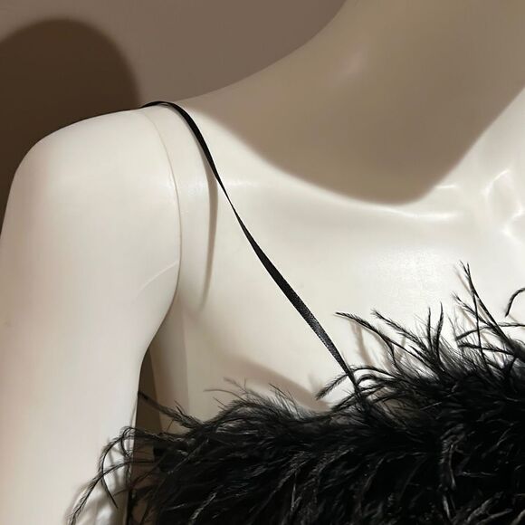 Thirty Thirty LA Black Rave Festival Feather Crop Top Medium - Picture 3 of 8